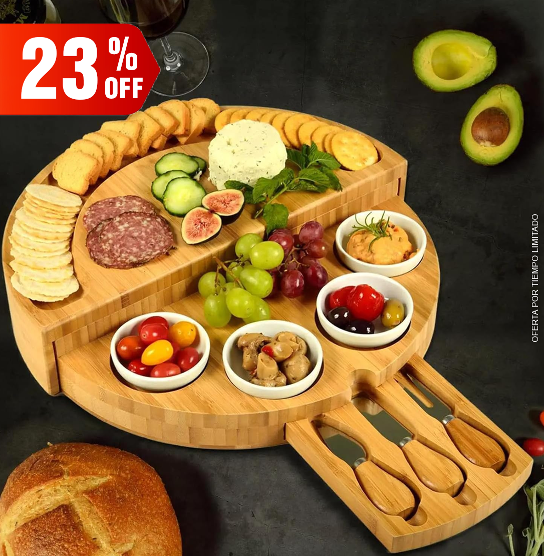 Tabla para quesos de bambú