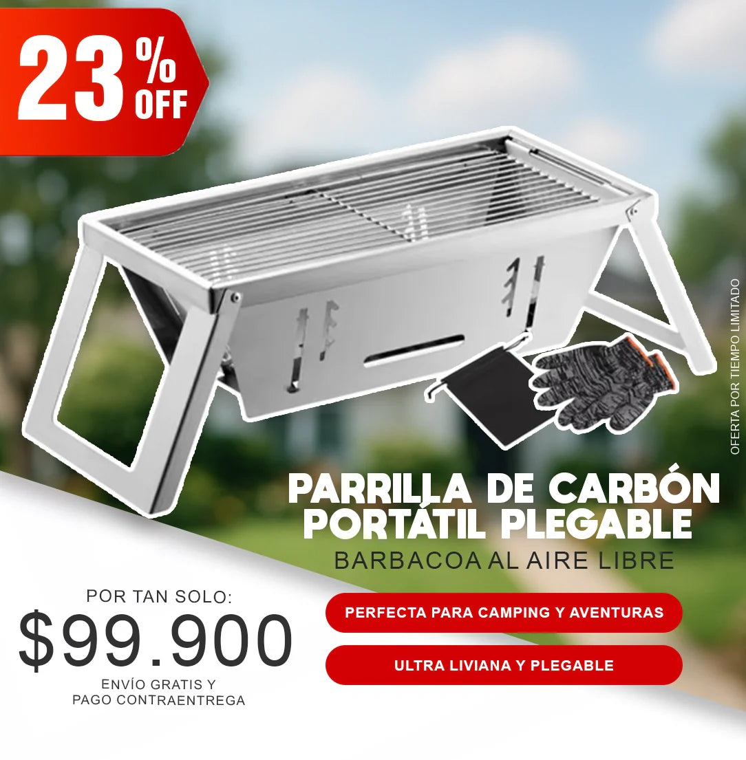 Parrilla De Carbón Portátil Plegable Barbacoa Al Aire Libre