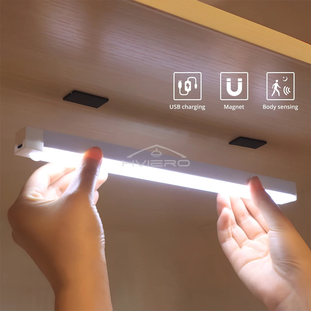 Barra de luz LED recargable con sensor de movimiento, luz nocturna de inducción, lámpara magnética portátil inalámbrica
