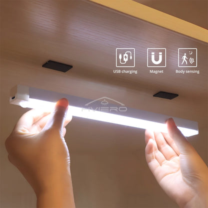 Barra de luz LED recargable con sensor de movimiento, luz nocturna de inducción, lámpara magnética portátil inalámbrica